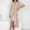 Sunny Girl Zelda Dress - Beige Print DRESSES
