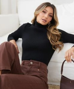 Qtrend Fashion PTY LTD Zeruah Knit Top - Black CLOTHING 14 Qtrend Fashion PTY LTD Zeruah Knit Top - Black CLOTHING