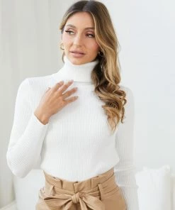 Qtrend Fashion PTY LTD Zeruah Knit Top - White CLOTHING