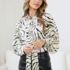 Spicy Sugar Zimmy Blouse - Cream Print CLOTHING