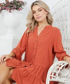 Style Box DRESSES Zoya Dress - Rust