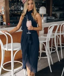 Esther Luxe Amaryllis Dress - Navy DRESSES