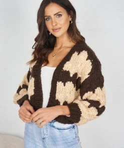 Qtrend Fashion PTY LTD Annibal Cardigan - Chocolate Multi Jumpers & Sweaters