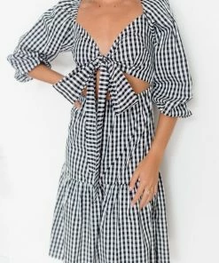 Pink Diamond Charo Dress - Black Gingham DRESSES