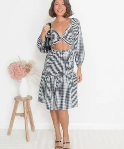 Pink Diamond Charo Dress - Black Gingham DRESSES