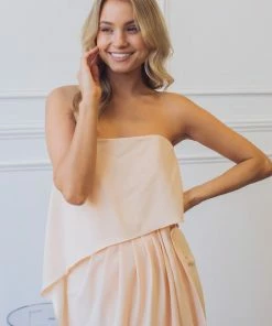 Esther Luxe DRESSES Fleur Strapless Dress - Apricot