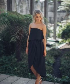 Esther Luxe Fleur Strapless Dress | Black