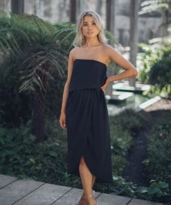 Esther Luxe Fleur Strapless Dress | Black