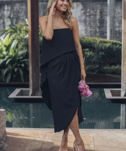 Esther Luxe Fleur Strapless Dress | Black