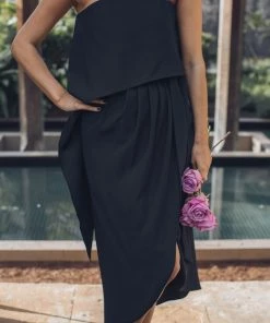 Esther Luxe Fleur Strapless Dress | Black