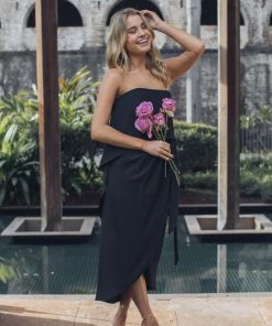 Esther Luxe Fleur Strapless Dress | Black