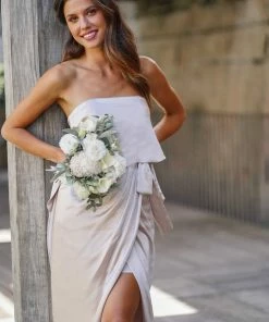 Esther Luxe Fleur Strapless Dress - Champagne DRESSES