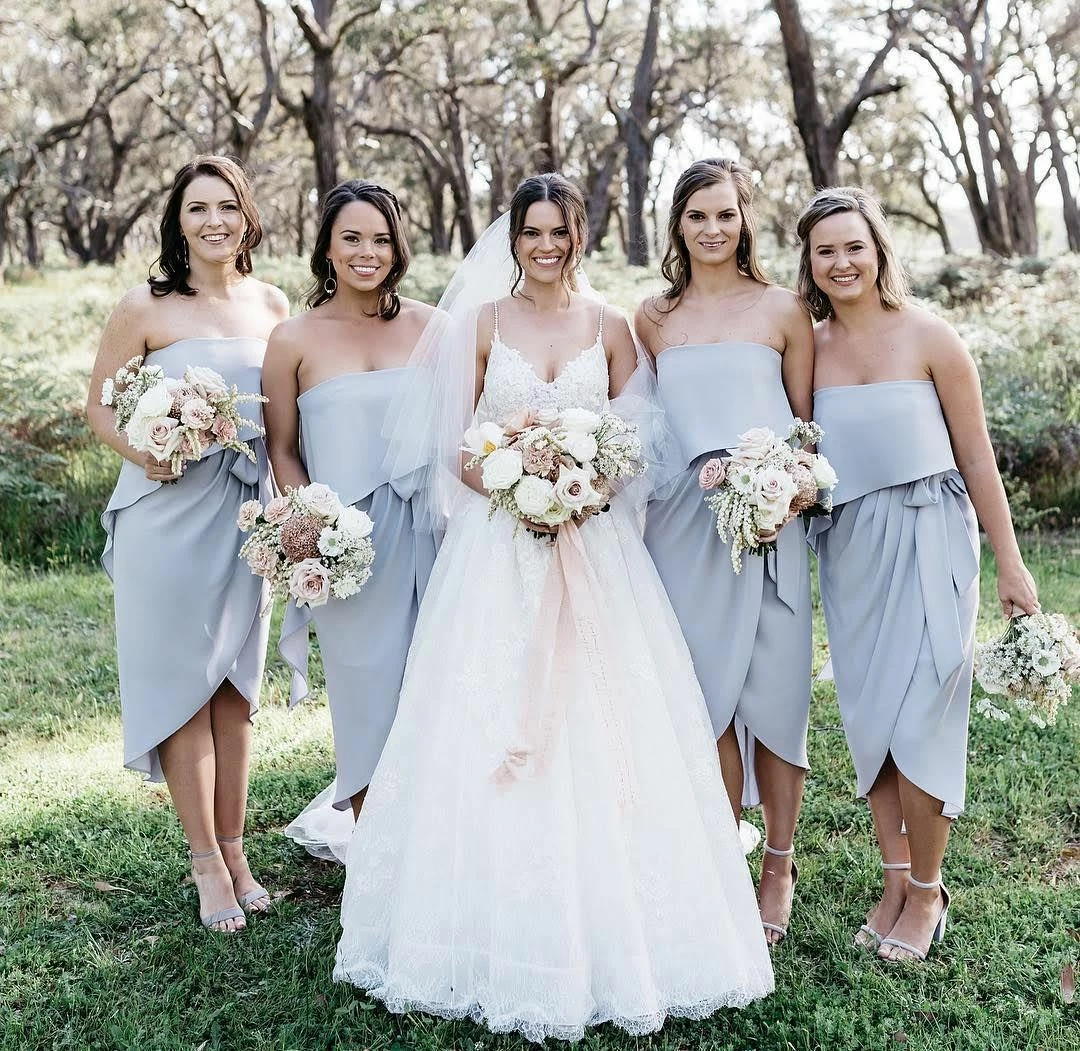 Esther Luxe DRESSES Fleur Strapless Dress - Silver 18 Esther Luxe DRESSES Fleur Strapless Dress - Silver