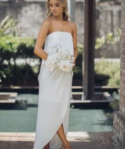 Esther Luxe DRESSES Fleur Strapless Maxi Dress - Ivory