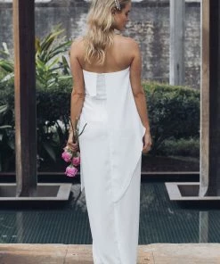 Esther Luxe DRESSES Fleur Strapless Maxi Dress - Ivory