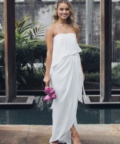 Esther Luxe DRESSES Fleur Strapless Maxi Dress - Ivory