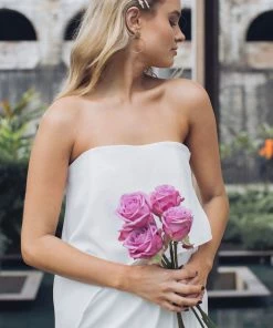 Esther Luxe DRESSES Fleur Strapless Maxi Dress - Ivory