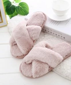 Alibaba Footwear Fluffy Slippers - Dusty Blush 9 Alibaba Footwear Fluffy Slippers - Dusty Blush