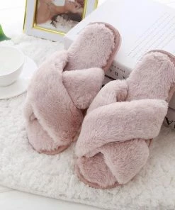 Alibaba Footwear Fluffy Slippers - Dusty Blush
