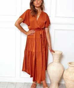 Esther The Label Given Dress - Burnt Orange