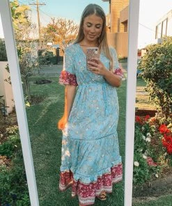 Pink Diamond Hera Dress - Blue Print DRESSES