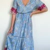 Pink Diamond Hera Dress - Blue Print DRESSES