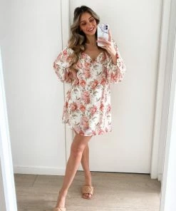 Paper Heart Claire Dress - Beige Floral