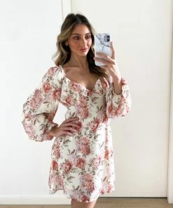 Paper Heart Claire Dress - Beige Floral