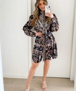 CSA (Lorraine Designs) Amalee Dress - Black Print DRESSES