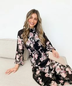 CSA (Lorraine Designs) Almira Dress - Black Print