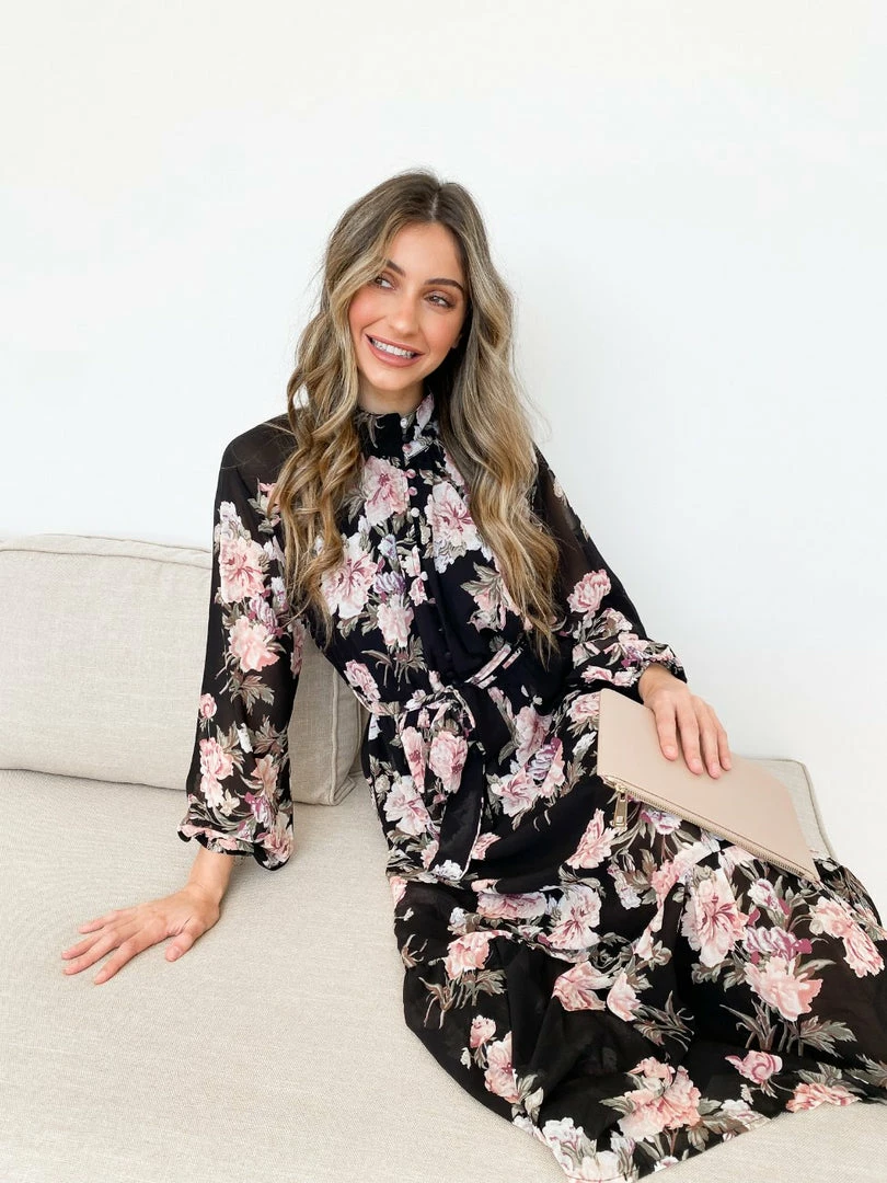 CSA (Lorraine Designs) Almira Dress - Black Print 4 CSA (Lorraine Designs) Almira Dress - Black Print