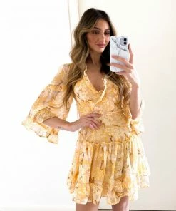 Sasha Clothing DRESSES Hawk Dress - Yellow Print 9 Sasha Clothing DRESSES Hawk Dress - Yellow Print