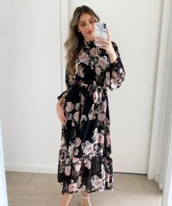 CSA (Lorraine Designs) Almira Dress - Black Print