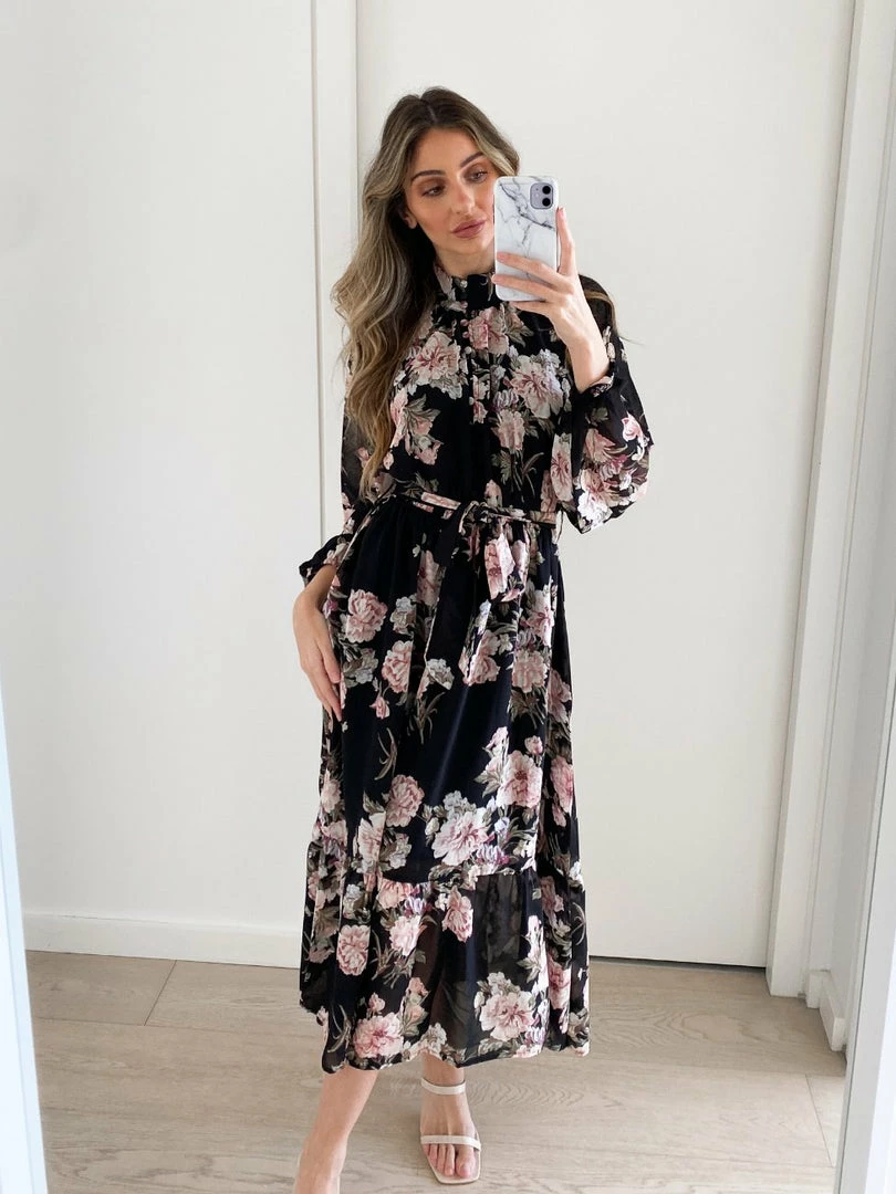 CSA (Lorraine Designs) Almira Dress - Black Print 3 CSA (Lorraine Designs) Almira Dress - Black Print