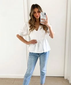 Rock Denim Cheryl Top - White Print