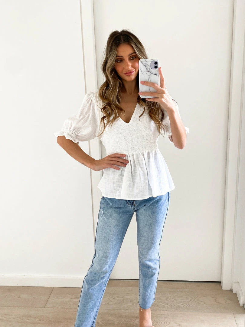 Rock Denim Cheryl Top - White Print 4 Rock Denim Cheryl Top - White Print