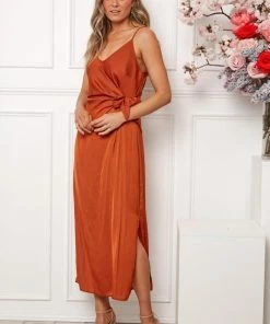 Global Fashion White Closet Laguna Dress - Rust CLOTHING
