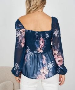 Miracle Fashion Laurie Top - Dark Green Floral