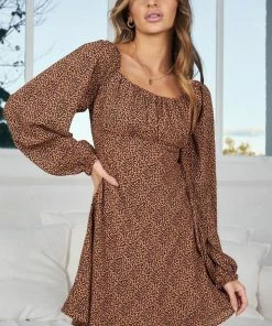 Desire Moira Dress - Camel Print DRESSES