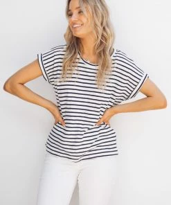 One Love Nerida Tee - Navy Stripe CLOTHING