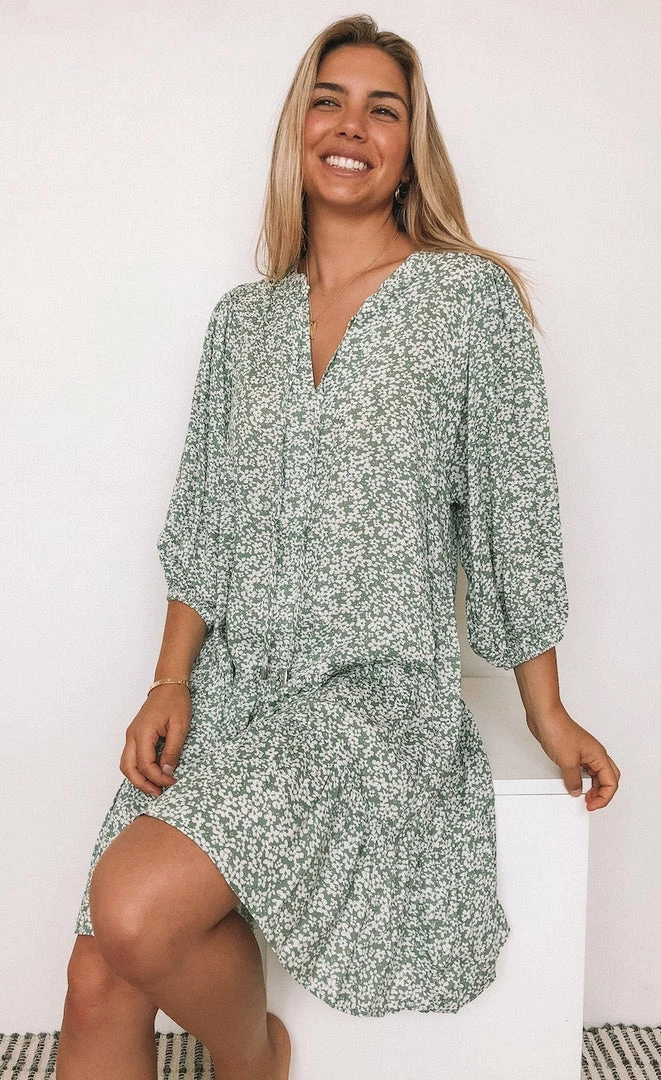 Spicy Sugar Jasmyn Dress - Sage Print 3 Spicy Sugar Jasmyn Dress - Sage Print