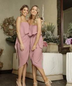 Esther Luxe Fleur Strapless Dress - Dusty Pink DRESSES 13 Esther Luxe Fleur Strapless Dress - Dusty Pink DRESSES