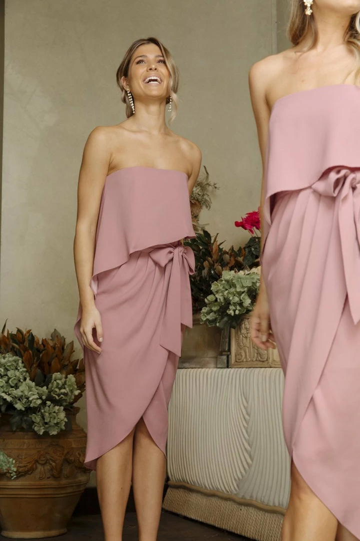 Esther Luxe Fleur Strapless Dress - Dusty Pink DRESSES 9 Esther Luxe Fleur Strapless Dress - Dusty Pink DRESSES