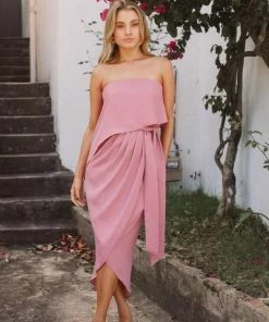 Esther Luxe Fleur Strapless Dress - Dusty Pink DRESSES 18 Esther Luxe Fleur Strapless Dress - Dusty Pink DRESSES