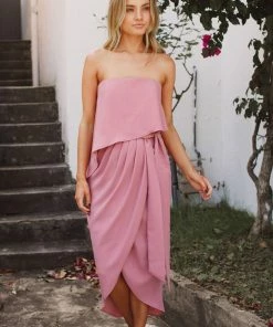 Esther Luxe Fleur Strapless Dress - Dusty Pink DRESSES 19 Esther Luxe Fleur Strapless Dress - Dusty Pink DRESSES