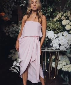 Esther Luxe Fleur Strapless Dress - Pink