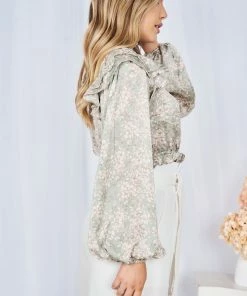 Willo Fashion CLOTHING Saranna Top - Sage Print