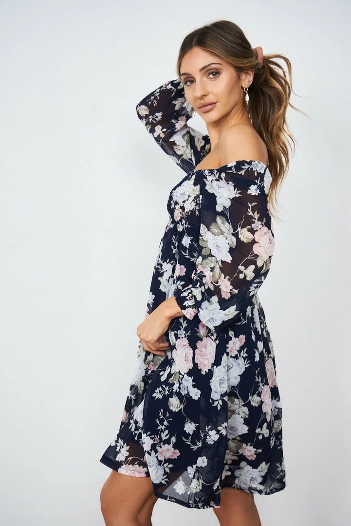 Miracle Fashion Starla Dress - Navy Floral 5 Miracle Fashion Starla Dress - Navy Floral