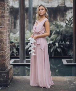 Esther Luxe Tulip Maxi Dress - Dark Blush
