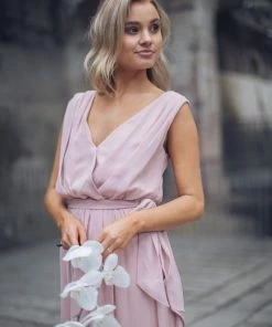 Esther Luxe Tulip Maxi Dress - Dark Blush